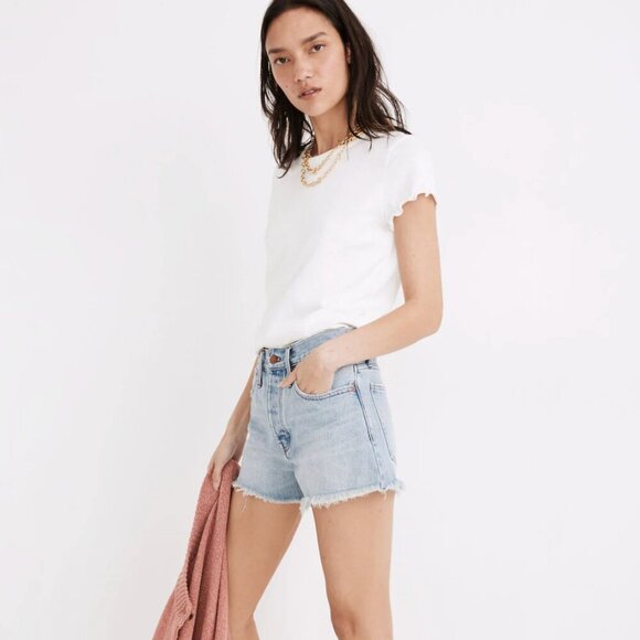 Madewell Relaxed Denim Shorts Cedarcroft Wash Size 32" Size 14 - Picture 12 of 13